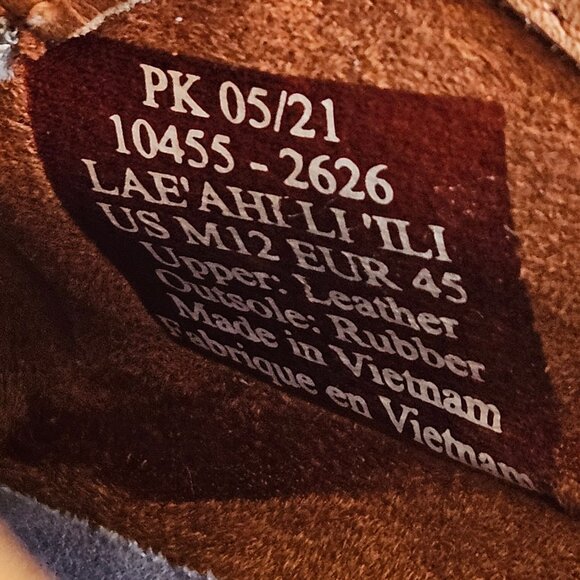 OluKai Men's Lae'Ahi Li 'Ili Leather Sneakers, Stone/Gray, Sz 12 - Picture 16 of 16